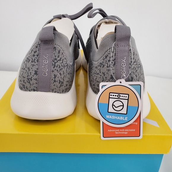 Aetrex Womens 5/5.5 Carly Orthopedic Arch Support Knit Sneakers Grey Stretch New - Picture 4 of 8